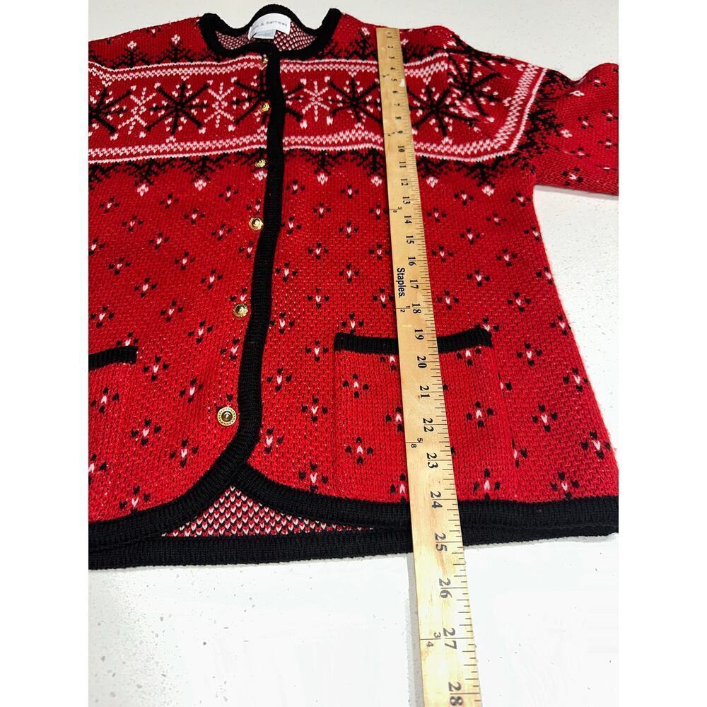 Christmas Sweater Cardigan Croft & Barrow Full Button Red Snowflakes Winter L - Picture 9 of 10